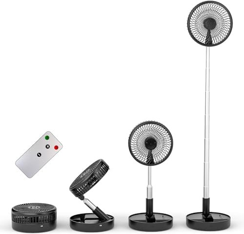 Ventilador de computadora multifuncional plegable, batería recargable grande de 7200 mAh, ventilador de piso ajustable para exteriores, ventilador USB, viento natural de 4 velocidades, recámara,