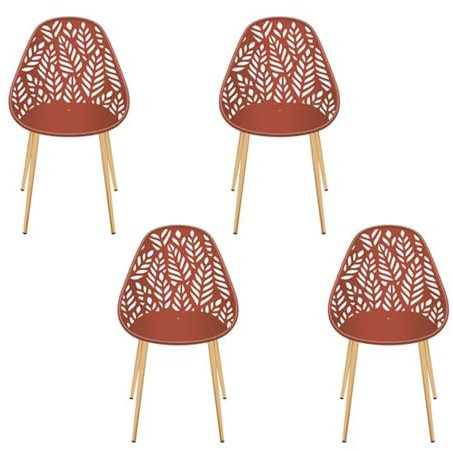 HOME DECO FACTORY, HDO0334, Lot de 4 Chaises Lucena Terracotta, Mobilier, Mobilier d'Extérieur, Assise d'Extérieur, 52,3x83,4x53,3 cm, Hauteur Assise 45 cm, Orange Marron