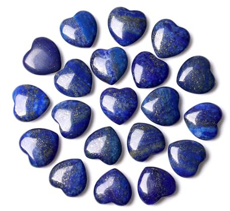 QINJIEJIE 20 Stück Lapislazuli Herz Edelsteine Heilung Kristall Set Natürliche Steine Herz Stein Reiki Kristalle für Meditation 0,6 Zoll