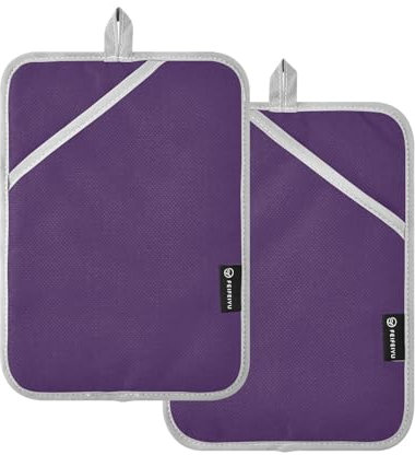 Juego de 2 soportes para ollas, juego de guantes de horno morados para cocina, regalo, hornear, cocinar