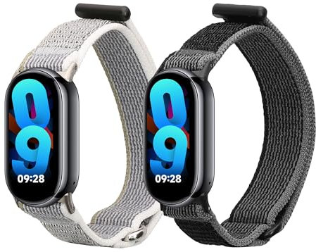 kwmobile Nylon Smartwatch Strap Compatible with Xiaomi Mi Band 10 / Mi Band 9/8 Strap - 2x Fitness Tracker Replacement Wristband with Clasp