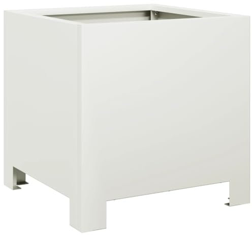 vidaXL Jardinière Blanc 30x30x30 cm Acier, planteur, jardinière de Patio, bac à Fleurs, jardinière d'extérieur, boîte à Fleurs, bac à Jardin