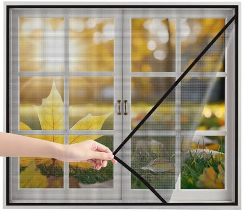 zum Klemmen Fliegengitter für Fenster 110x180cm Schwarz DIY Insektenschutz fenster Fliegengitter Fliegenschutzgitter Fliegengitter Kellerfenster