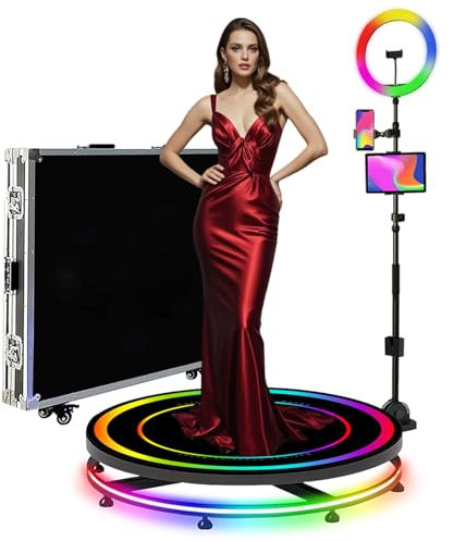 360 Photo Booth Machine for Parties,360 Slow Motion Camera Booth with Custom Logo Control by APP or Remote,Flight Case