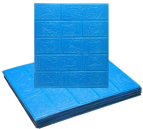 sourcing map 20pcs 3D Brick Effect Wall Panels 29 sq.Ft Coverage Peel and Stick Brick Wall Tile, 13.8x15.2 Waterproof Brick Design Wallpaper Backsplash, Dark Blue