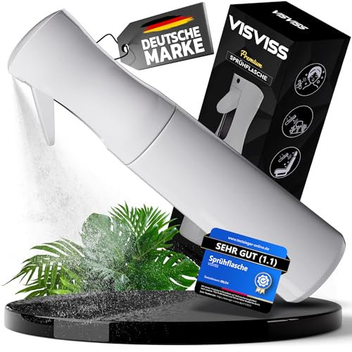 VISVISS Sprühflasche [HydroForce] – 300 ml Tropfsichere Spray Bottle | Leere Wassersprühflasche für Pflanzen, Haare & Reinigungsmittel | Lebensmittelecht, Weiß