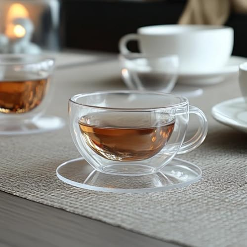 Nicoman PVC Drink Coasters Set of 10, Round or Square Coasters For Drinks, Bars, Cafes, Home, Party, Office, Housewarming Gifts, Easily Washable Coffee Pads Beer Bar Mat (Round)