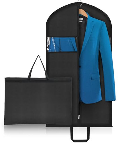 Niviy Kleidersack Anzugtasche 110X60cm,Atmungsaktiv Schwarz Oxford-Stoff,Für Kleiderschrank & Reise,Mit Tragegriff Faltbare Kleidersäcke Kurz Kleiderhülle für Anzüge Kleider Sakkos Hemd Aufbewahrung