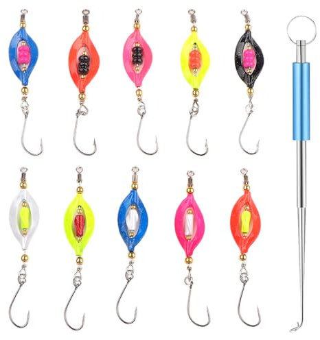 DXLing Set di 10 spoon trote Twist Spoons Attiva UV e autoilluminante 3 g 4 g di freccia singola, per trota, spoon in scatola con gancio di pesca