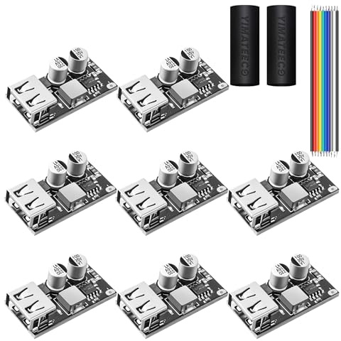 YIMATEECO USB Abwärtswandler DC-DC Abwärtsmodul, 8Stü 4,5-32 V 12 V 24 V bis 5 V USB QC 3,0 Lademodul Spannungsversorgung Schnellladeplatine Spannungsregler Volt-Transformator Platine (8 Stück)