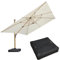 PURPLE LEAF Parasol Déporté Carré de Luxe 3,65 x 3,65 m avec Pied, Parasol De Jardin Extérieur, Double Toit Ventilé et Rotation 360°en Aluminium Imitation Bois, UPF 50+ pour Balcons, Terrasses, Crème