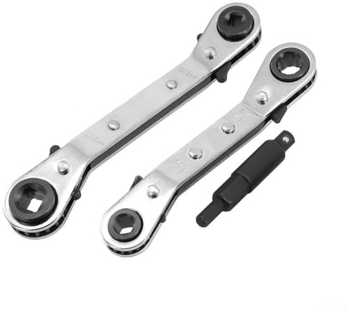 Ratschen-Service-Schraubenschlüssel-Set mit mehreren Größen und Sechskant-Bit-Adapter für einfache Reparaturen (Sechskant und Vierkant)