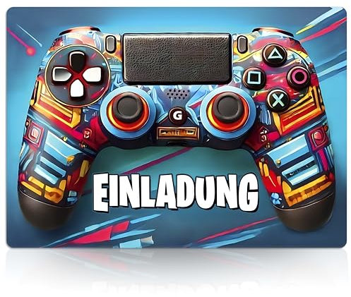 brint. 12x Einladungskarten Kindergeburtstag Junge & Mädchen | Gaming | Controller Design für coole Gamer | Geburtstagseinladungen zur Party-Einladungen für Jungen zum Geburtstag Kinder Game