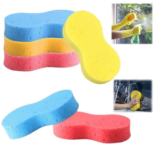 6 Piezas Esponjas Grandes Limpieza de Automóviles, 22x11x4.5cm Esponjas de Limpieza Multifuncionales de Alta, Esponja Grande Coche Sin Arañazos, para la Limpieza de la Cocina de Lavado de Automóviles