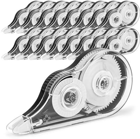 JEFURE Korrekturroller Set, 16 Stück, 12 m x 5 mm, Schwarz | Korrekturmaus, Korrekturband mit Schutzkappe, Trocken und Sofort Überschreibbar, für Büro, Schule, Studium und Zuhause