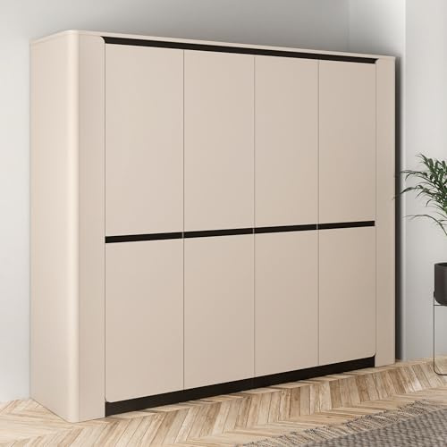 Forte VODOL Kleiderschrank 240, moderner Schrank, 4-türig, Drehtürenschrank, Holzwerkstoff, Kaschmir|Beige, 239,9 cm breit x 213,6 cm hoch x 62,7 cm tief