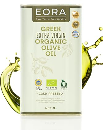 EORA Premium Organic Greek Extra Virgin Olive Oil 3L (New Harvest 25/26) – High Polyphenols, Cold Pressed, Very Low Acidity ~0.3% – Single Origin P.G.I. Lakonia, Greece.