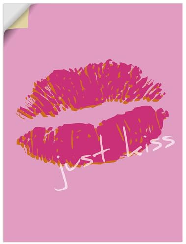 ARTland Wanddeko Wandtattoo selbstklebende Vinylfolie 90x120 cm Minimalismus aesthetic room decor dopamin deko pink Just kiss U5WG