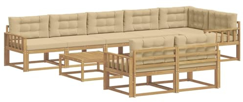 vidaXL Outdoor-Sofagarnitur 9 pcs Weiß und Beige 79 x 79 x 37 cm, Patio-Sitzgruppe, modernes Outdoor-Sofa, langlebige Gartenmöbel, wetterfestes Lounge-Set für die Terrasse