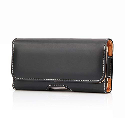 AXELENS Custodia Universale Porta Cellulare a Portafoglio Orizzontale da Cintura Smartphone Fino a 5'' Pollici - Chiusura Magnetica Invisibile Porta Documenti e Carte in Similpelle LISCIA NERA