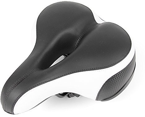 VEQSKING Fahrradsattel Gel Breit Damen Bequem Safety Sattel MTB Feder und Dämpfungs (Schwarz Weiß)