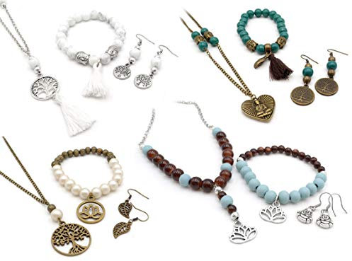 Vintageparts Set DEA Natural Yoga Bastelset zum Schmuck selber machen mit Anhänger Perlen Zwischenperlen und Zubehör für Ketten Armbänder Ohrringe