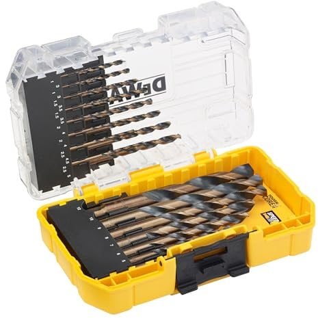 Dewalt Black & Gold 23-tlg. HSS-G Metallbohrer-Set DT70729 (mit Kernverstärkung & optimierter Spiralnut, für Metall, Holz & Kunststoff, in kleinem Tough Case, kompatibel mit TSTAK-Caddy)