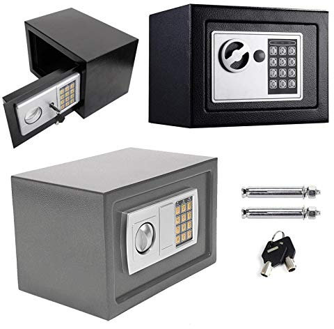 Tresor Klein Elektronischer Safe Schlüsseltresor Minisafe Wandtresor Mini Tresor Stahlsafe Möbeltresor Wandsafe Digital Sicher, 4.6L -Grau