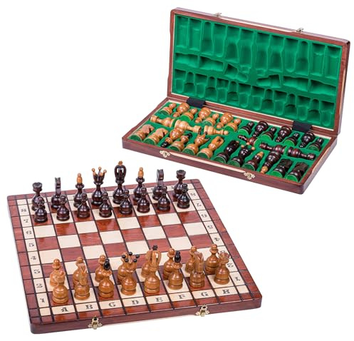 Square - Schach aus Holz Schachspiel - KANZLER LUX - 50 x 50 cm - Schachbrett & Schachfiguren