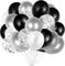 Luftballons Silber Weiß Schwarz, 60 Stück Metallic Luftballons Silber, Konfetti Ballons Silber, Helium Balloons für Geburtstag Hochzeit Party Dekoration