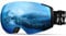 OutdoorMaster Ski Goggles PRO - Frameless, Interchangeable Lens 100% UV400 Protection Snow Goggles for Men & Women (Black Frame, Revo Blue Lens VLT 16%)