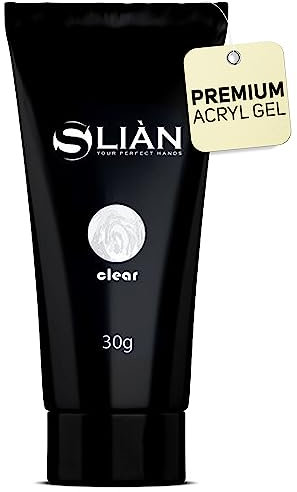 Slian Acrylgel zur Nagelverlängerung mit Schablonen - Schadstofffreies Nagelgel Clear - Veganes Acryl Gel für perfekte Press on Nails - Widerstandsfähiges NailGel für Dual Tips
