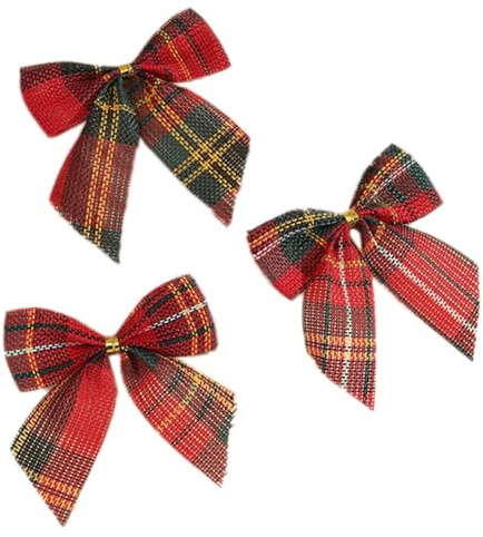 Wambere 10 Stück Schleifen Weihnachtsbaum,Weihnachtsschleife Dekoschleife Glöckchen Weihnachtsbaumschmuck Zierschleifen Dekoration für Christbaumschmuck Hochzeit Geburtstag Weihnachten,Rot kariert