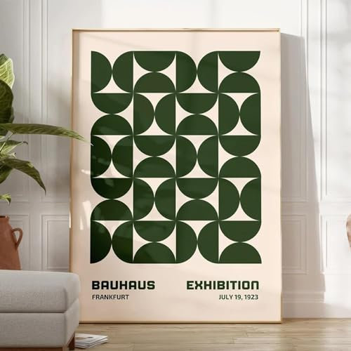 KemneT Bauhaus-Poster grüne Farbe geometrische Poster Kunstdrucke moderne minimalistische Wand Bilder abstrakte Leinwandbild Bilder Wohnzimmer Heimdekoration 50 x 70 cm ungerahmt