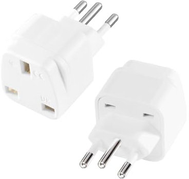 HKFENG Brazil Plug Adapter, Brazil Plug Adaptor UK to Brazilian Power Adaptor Type N Plug for UK to Brazil (White 2 Pack)