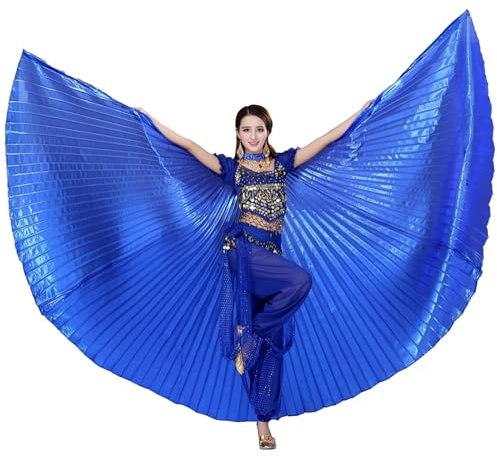 Baisdan Alas de ángel Isis (alas + palo + bolsa de transporte) egipcio para danza del vientre, disfraces de carnaval, alas de mariposa, azul oscuro