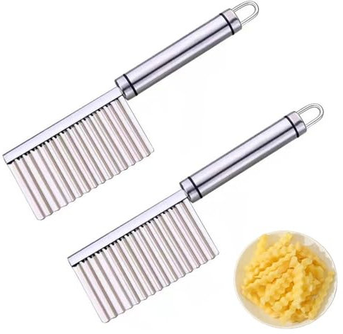 XINGMANHUILAN 2 Pcs Potato Chipper Wave Wave Knife Potato Crinkle Cutter Stainless Steel Blade Vegetable Salad Chopping Tool for Home Store Kitchen
