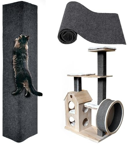 Bixury Protector Sofa Gatos Arañazo, Rascador Autoadhesivo, DIY Climbing Cat Scratcher, Alfombra para Gatos (Gris Oscuro, 40×100 cm)