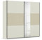 Rauch Möbel Senja, Schwebetürenschrank, Kleiderschrank, Kleiderschrank Spiegel, Mehrzweckschrank, Rattanschränke, Garderobe, 2-türig, 1 Spiegeltüre, Farbe Champagner-Rattan-Optik, Beige, 218x210x59cm