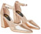 Dorothy Perkins Blanche Ankle Strap Pointed High Block Heel Court Shoes, 8, Rose Gold