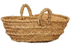 Cesteria Aparici Capazo de esparto o leñero ovalado, 7109-3T, cesto para la leña o decoración. Capaco decorativo Producto Artesanal (Tamaño 3 tiras 47cm x 27cm x 18cm)