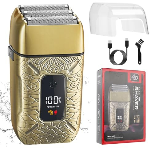 Dumite Rasoi elettrici da uomo, impermeabile, potente motore elettrico, rasoi per uomini calvi, rasoio per barba a tripla lamina, display a LED e rasoio di ricarica USB, regali per uomini