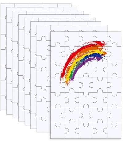 YZROHYI 8 PCS Blanko Puzzle zum Bemalen 35 Teile,DIY Puzzle zum Selber Gestalten Holz,Puzzles Ausmalen Kinder,Puzzleteile Basteln,Puzzles Selbst Bedrucken Personalisiert für DIY - 10 x 15 cm
