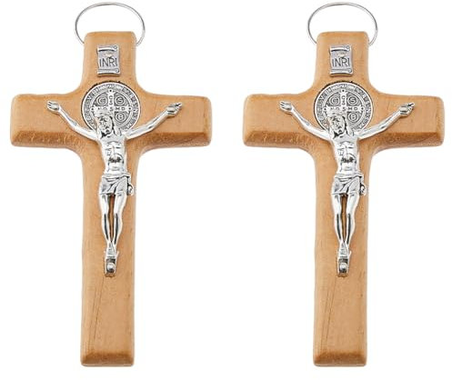 DICOSMETIC 2 Stück Kruzifix Wandkreuz Holzkreuz Mit Jesus 11x6.4x2.3cm Kleines Wandkreuz Dekor Holz Hängendes Kruzifix Holz Oster Geschenk Für Zuhause Dekor Sandy Brown