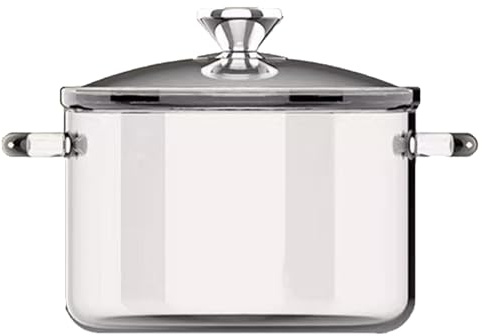 Ollas de vidrio para cocinar en la estufa, olla de vidrio transparente para cocinar a fuego lento, utensilios de cocina grandes de 3, 5 L, cacerola de borosilicato segura para estufa con doble ore-