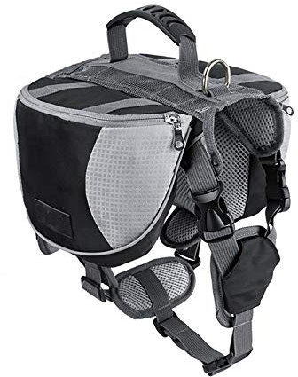 Lifeunion verstellbarer Service Hund Rucksack Satteltasche für Camping Wandern Training, schwarz, Large