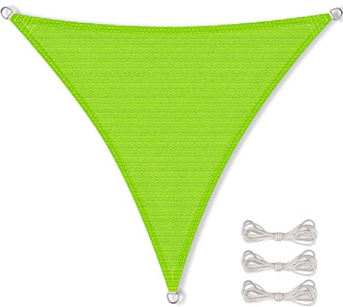 CelinaSun Sonnensegel inkl Befestigungsseile Premium HDPE wetterbeständig atmungsaktiv Dreieck gleichseitig 3,6 x 3,6 x 3,6 m grün