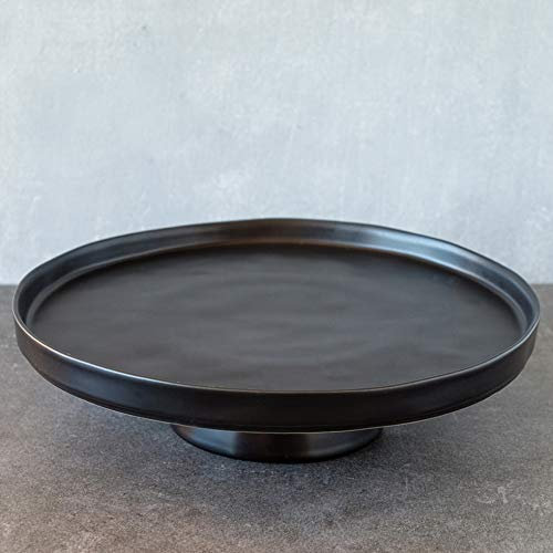 Home of Cake Tortenplatte mit Fuß Puro in Schwarz Matt Ø 32 cm Tortenständer Kuchenplatte Kuchenständer aus Keramik für Hochzeiten Geburtstage Partys
