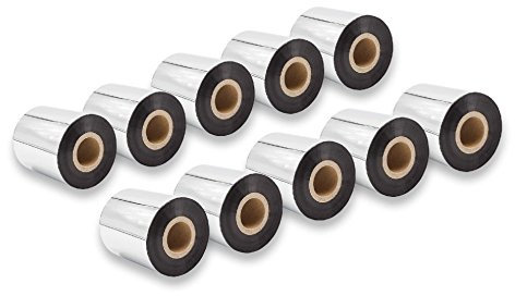 vhbw 10x Thermotransfer-Band kompatibel mit Printronix T5308, T5306 Drucker Etikettendrucker, Wischfest, 70 mm x 300 m, Wachs-Plus Schwarz