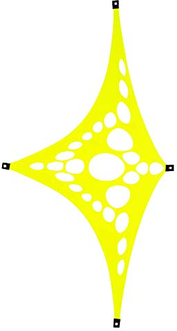 PSYWORK Schwarzlicht Segel Spandex | PSY Suzy Triangle | Gelb | 1,5 x 2m | UV-aktiv | Leuchtend | Wandtuch Wandbehang Stoff Neon Deko Party Tuch Tapestry Poster PSY Goa